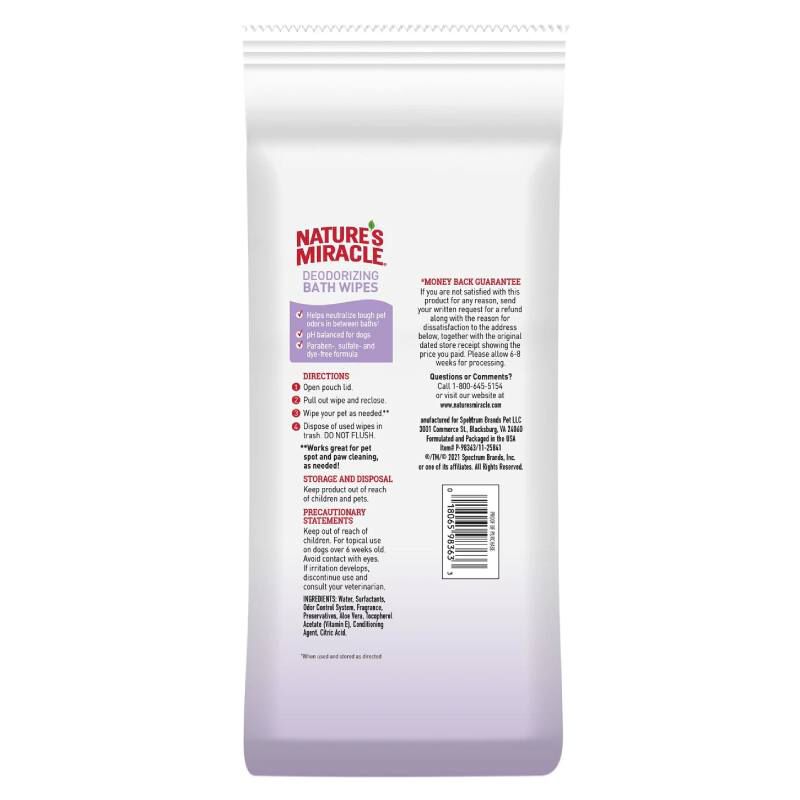 Nature's miracle deodorizing 2025 bath wipes ingredients