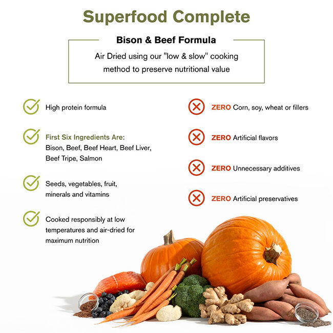 Badlands Ranch Superfood Complete Grain-Free Air-Dried Dog Food - Beef & Bison Recipe image number null