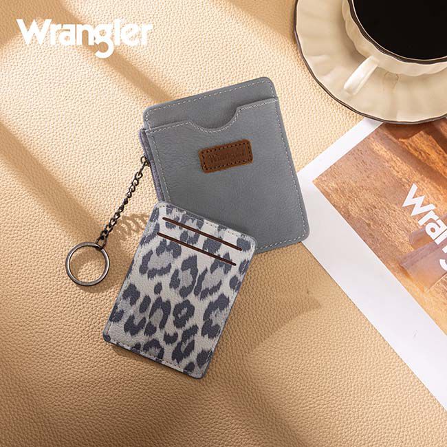 Wrangler Small Card Case Wallet with Keychain & Detachable Card Holder - Jean image number null