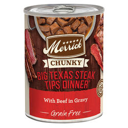 Merrick Chunky Grain-Free Dog Food - Big Texas Steak Tips Dinner in Gravy - 12.7 oz