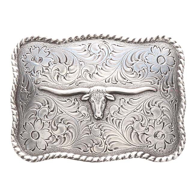 Nocona Longhorn Floral Engraved Belt Buckle image number null