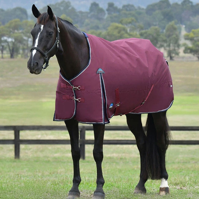 WeatherBeeta ComFiTec Essential Turnout with Standard Neck (220g Fill) - Burgundy/Navy image number null