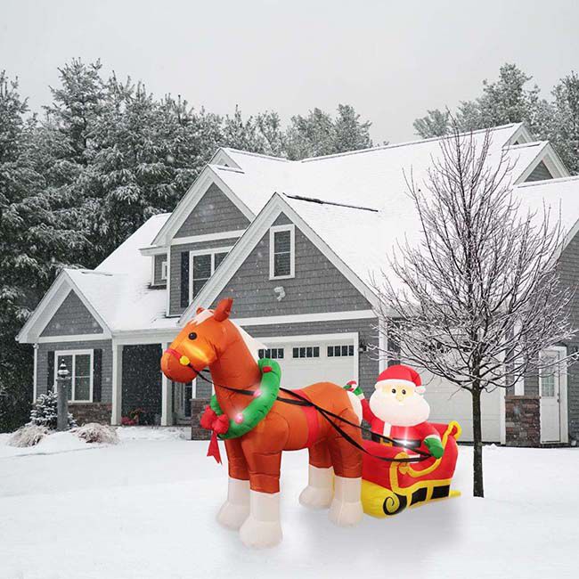 Ace Hardware Inflatable Christmas Lawn Decoration - Santa with Horse Carriage image number null