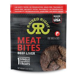 Raised Right Single Ingredient Meat Bites for Dogs & Cats - Beef Liver