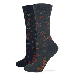 Wrangler Women's Steer Head Crew Socks - 2 Pairs