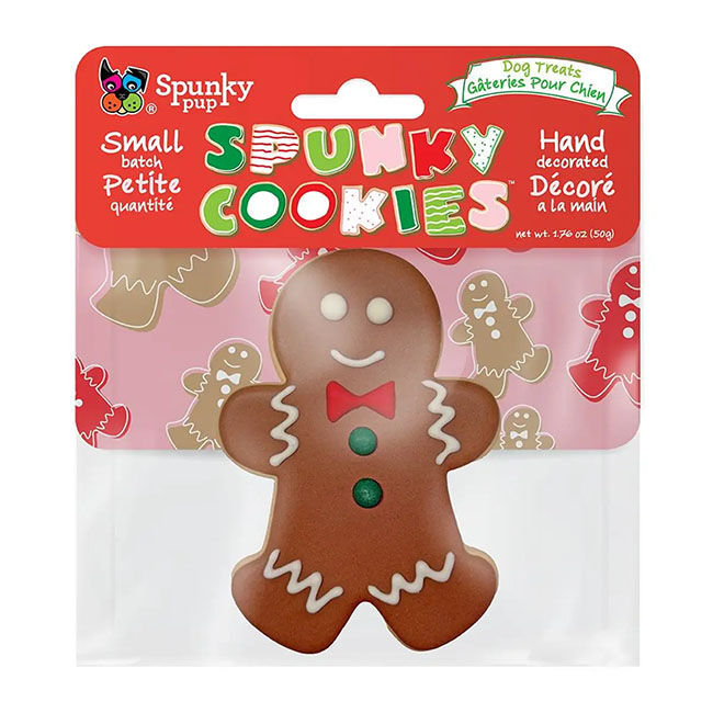Spunky Pup Holiday Frosted Dog Cookie - Gingerbread Man image number null