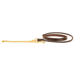 Tory Leather Partial Rolled Bridle Leather Lead with Brass Chain