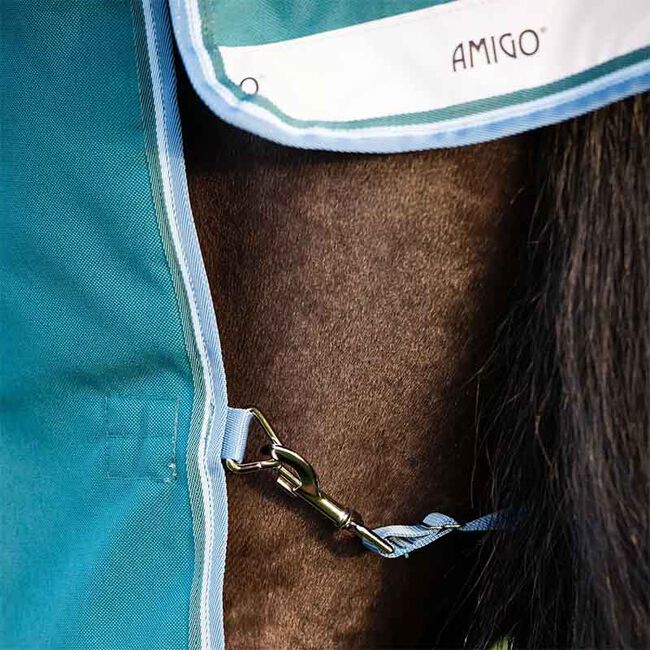 Horseware Amigo Bravo 12 Plus Turnout (400g Heavy) - Storm Green/Turquoise, Aqua & Blue image number null