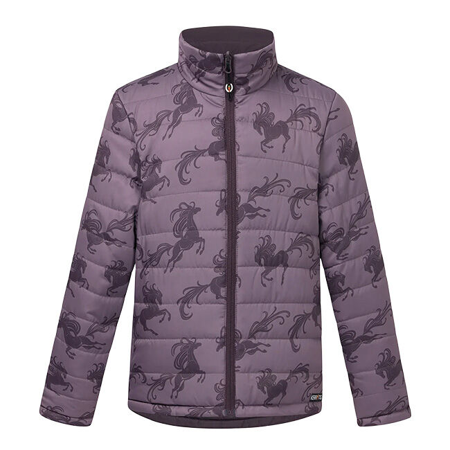 Kerrits Kids' Pony Parade Reversible Quilted Riding Jacket - Elderberry/Thistle Horse image number null