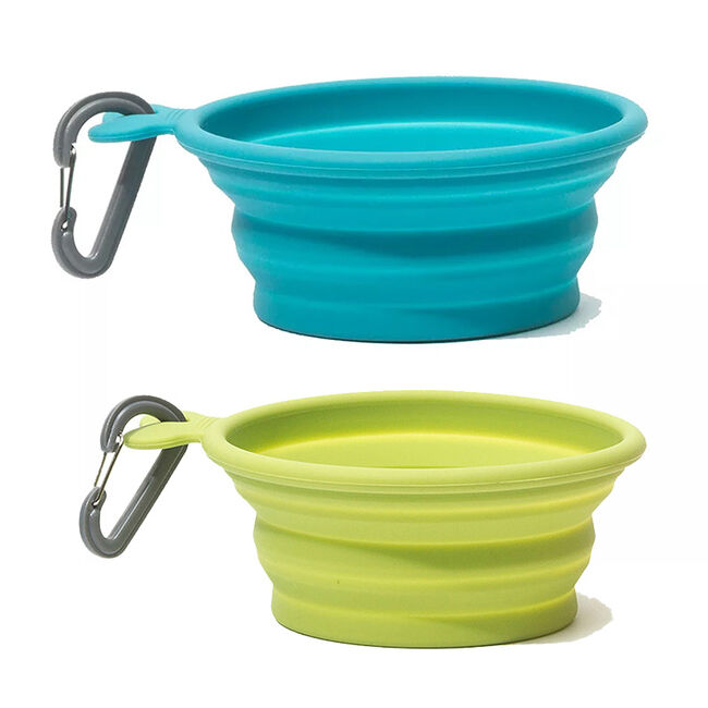 Messy Mutts 3 Cup Capacity Collapsible Silicone Travel Bowl - Blue image number null