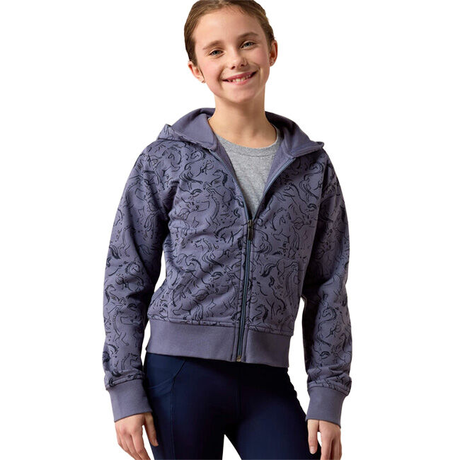 Ariat Kids' Spiffy Full Zip Sweatshirt - Grisaille Horsin' Around image number null