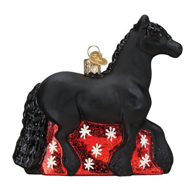 Old World Christmas Friesian Horse Ornament image number null