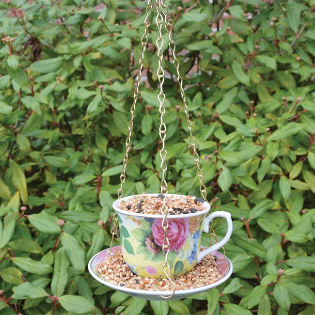 Esschert Design Tea Cup Bird Feeder with Gift Box - Assorted Colors image number null