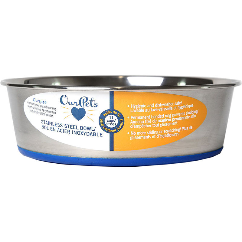 OurPets Durapet Premium Rubber Bonded Stainless Steel Bowl