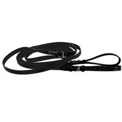 Tory Leather Web & Leather Draw Reins - Black