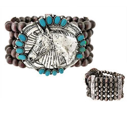 Wyo-Horse Buckle Bunny Horse Bracelet with Silver Finish