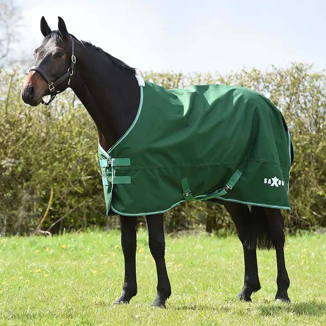 Saxon Defiant 1200D Standard Neck Medium Turnout - Hunter Green/White image number null