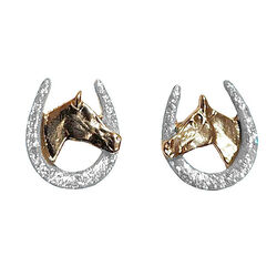 Finishing Touch of Kentucky Earrings - Horse Head in Horseshoe - Gold/Silver