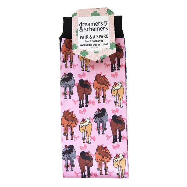 Dreamers & Schemers Boot Socks - Pair and a Spare - Red Ribbon Girlies image number null