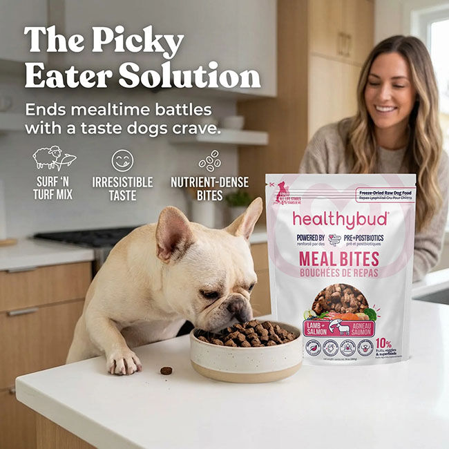 HealthyBud Meal Bites Freeze-Dried Raw Dog Food - Lamb & Salmon Recipe image number null