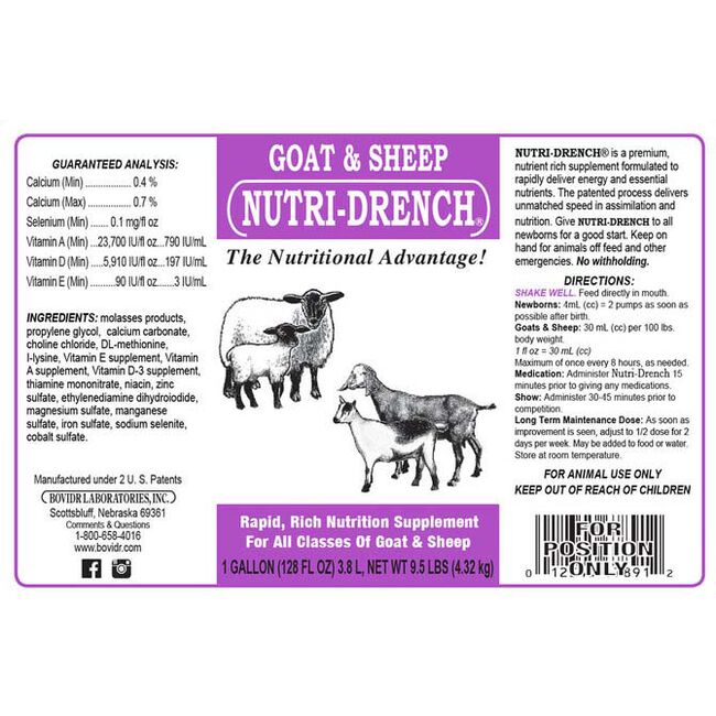 Bovidr Laboratories Nutri-Drench for Goats & Sheep - 8 oz image number null