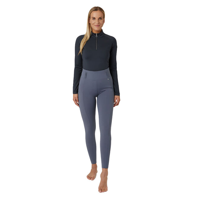 Horze Women's Everly Knee Patch Winter Riding Tights - Steel Gray image number null