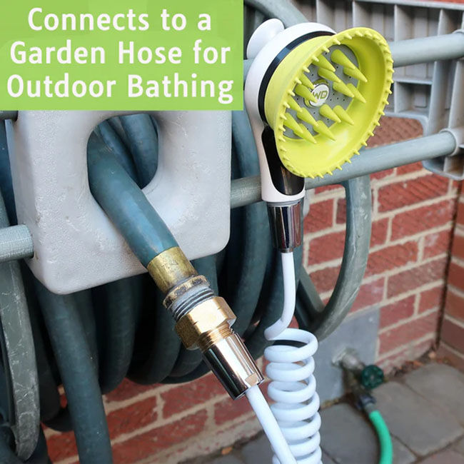 Wondurdog Indoor/Outdoor Dog Wash - Shower or Garden Hose Attachment & Splash Shield Brush image number null