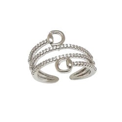 AWST International Rhodium Spiral Rhinestones & Snaffle Bit Adjustable Ring