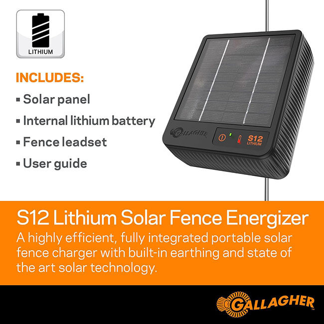 Gallagher S12 Lithium Solar Fence Energizer image number null