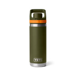 YETI Rambler 18 oz Bottle with Color-Blocked Flip Chug Cap - Olive/King Crab Orange