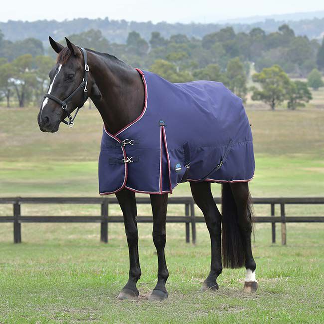 WeatherBeeta ComFiTec Essential Turnout with Standard Neck (360g Fill) - Navy/Burgundy image number null