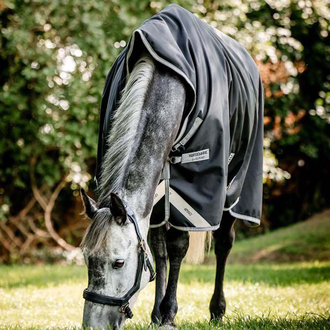 Horseware Amigo 12 Wug Turnout (0g Light) - Black/Titanium Grey & Silver image number null