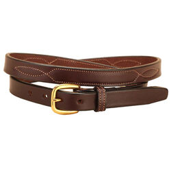 Tory Leather 3/4" Fancy Stitched Belt with Brass Buckle - Havana