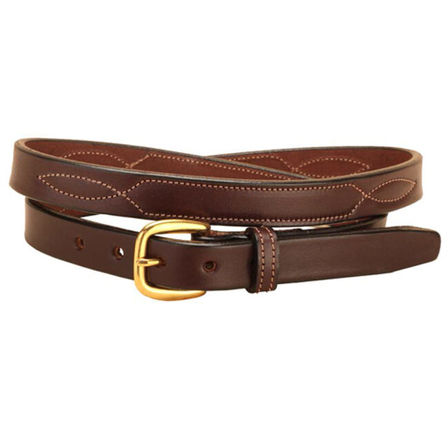 Tory Leather 3/4" Fancy Stitched Belt with Brass Buckle image number null