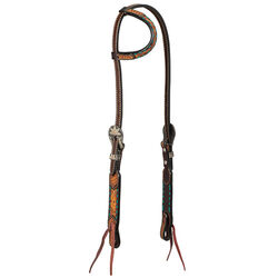 Weaver Equine Turquoise Cross Floral Buckstitch 5/8" Sliding Ear Headstall