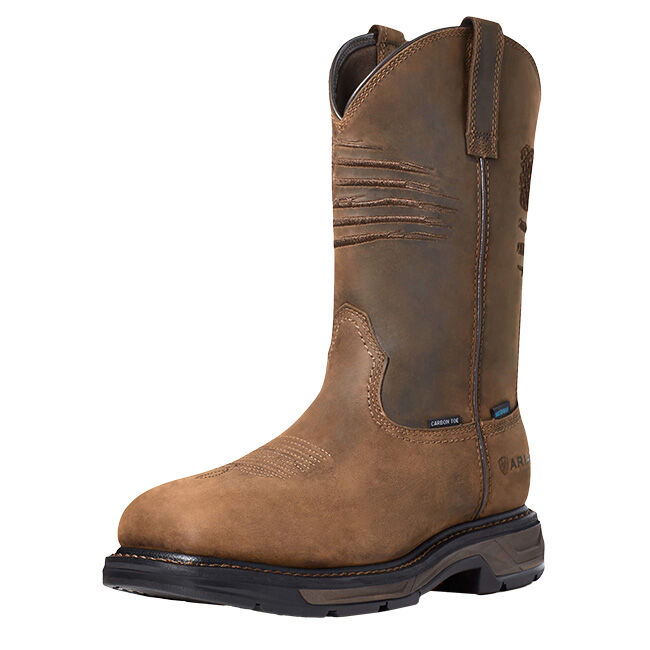 Ariat Men's WorkHog XT Patriot Waterproof Carbon Toe Work Boot - Distressed Brown image number null