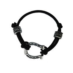 Barbary Bungee Bracelet - Silver Horseshoe - Black