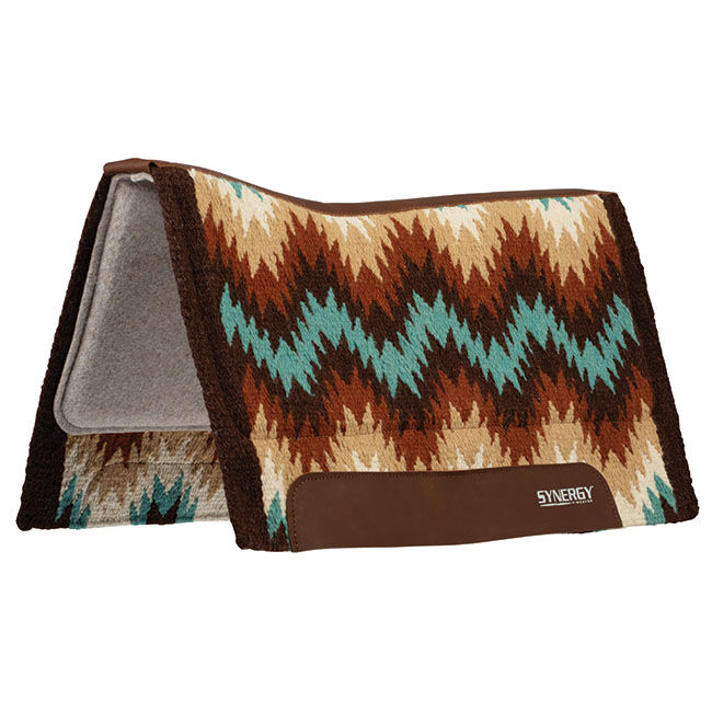 Weaver Equine Synergy Contoured Performance Saddle Pad with Wool Blend Felt Liner - Stampede/Brown/Sand image number null