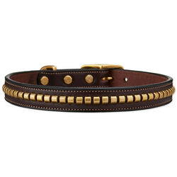 Tory Leather Clincher Dog Collar - Havana