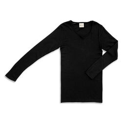 Engel Women's Wool/Silk Blend Long Sleeve Shirt - Black