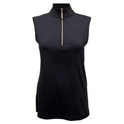 Tailored Sportsman Women's Sleeveless IceFil Zip Top Shirt - Black/Black/Rose Gold