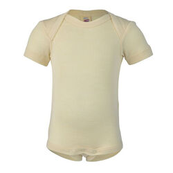 Engel Baby Wool/Silk Blend Short-Sleeve Bodysuit - Natural