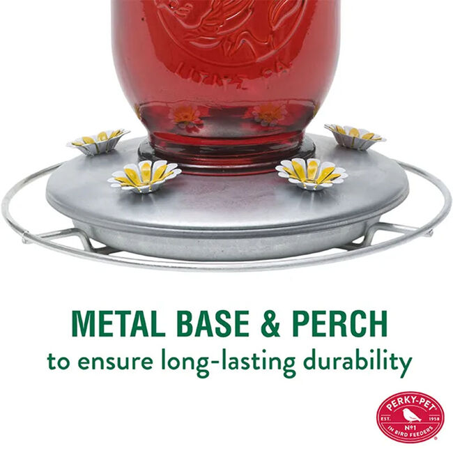 Perky-Pet Red Mason Jar Hummingbird Feeder image number null