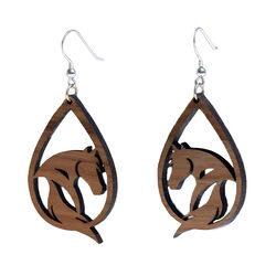 Classy Equine Earrings - Abstract Horse - Cherry Hardwood