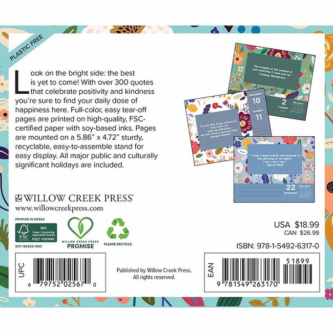 Willow Creek Press Box Calendar - 365 Days of Positivity - 2027 image number null