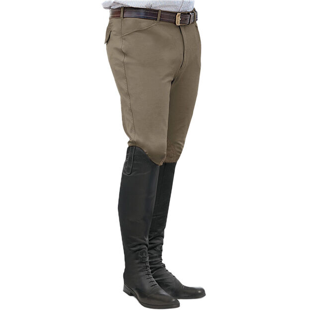 Ovation Men's EuroWeave Front Zip 4-Pocket Knee Patch Breech - Light Tan image number null