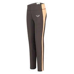 TuffRider Kids' Ventilated Schooling Tight - Charcoal/Neon Peach