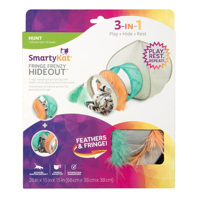 SmartyKat Fringe Frenzy Cat Hideout with Tunnel image number null
