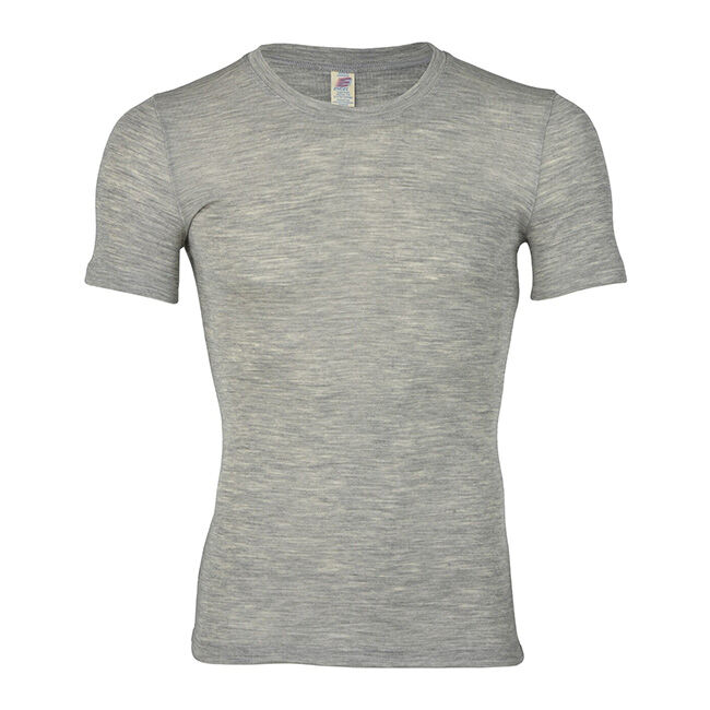 Engel Men's Wool/Silk Blend Short-Sleeved Shirt - Light Grey Melange image number null