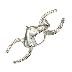 Finishing Touch of Kentucky Stock Pin - Horse Head with Reins & Horseshoes - Silver